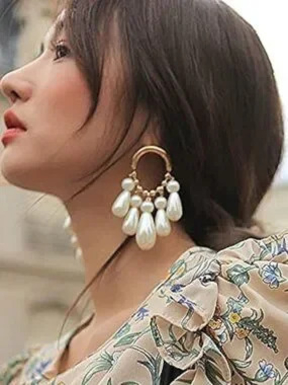 Gold Pearl Chandelier Earrings Luxury Bridal Statement Drop Earrings